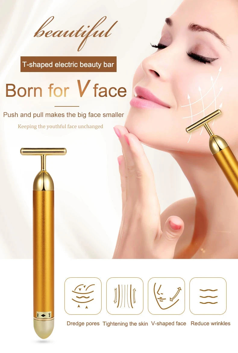 24K Gold Vibrating Face Roller – Lift, Firm & De-Puff