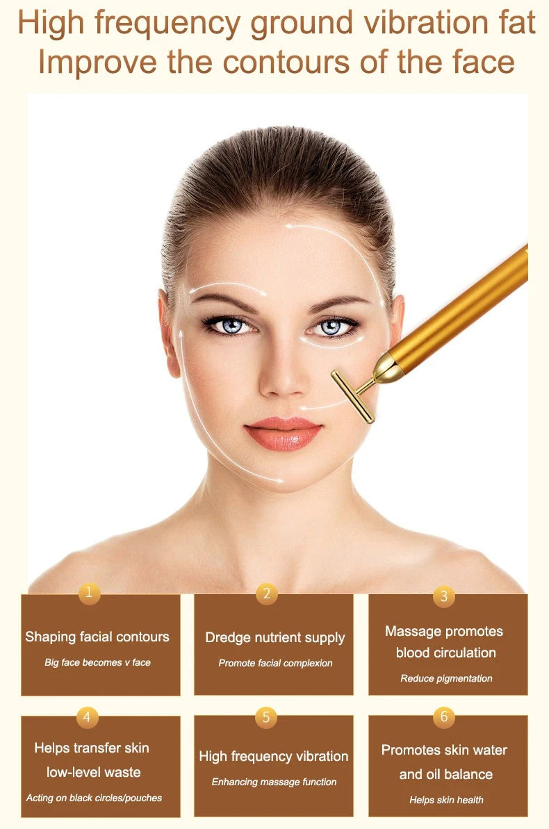 24K Gold Vibrating Face Roller – Lift, Firm & De-Puff