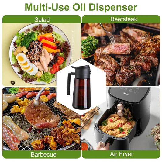 2-in-1 Oil Sprayer & Dispenser Bottle – Precise Mist for Air Fryer, BBQ & Cooking