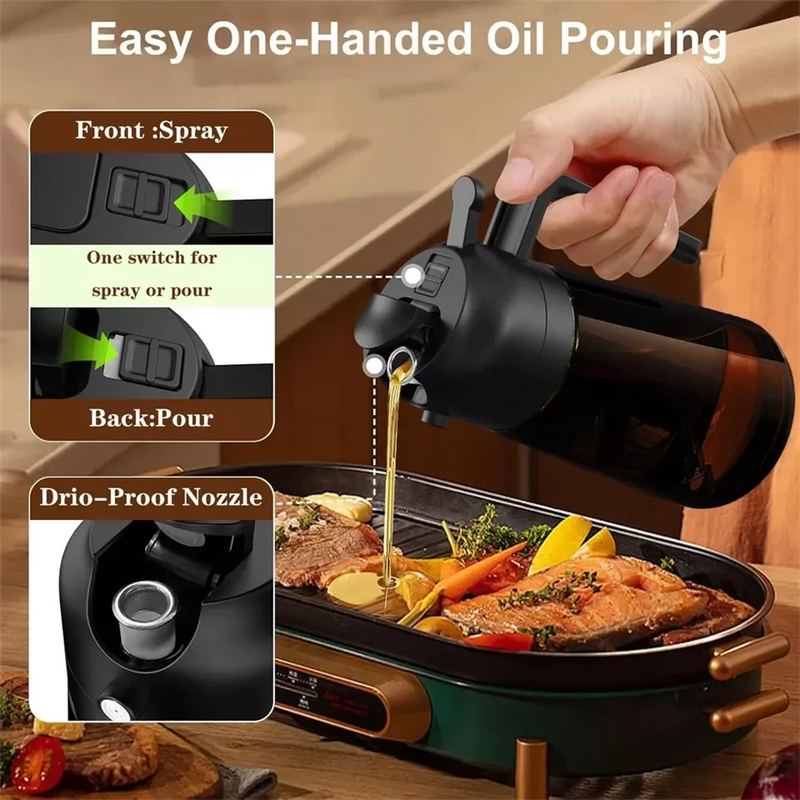 2-in-1 Oil Sprayer & Dispenser Bottle – Precise Mist for Air Fryer, BBQ & Cooking