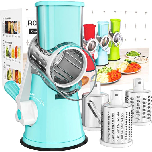 3-in-1 Rotary Vegetable Cutter, Slicer & Cheese Grater