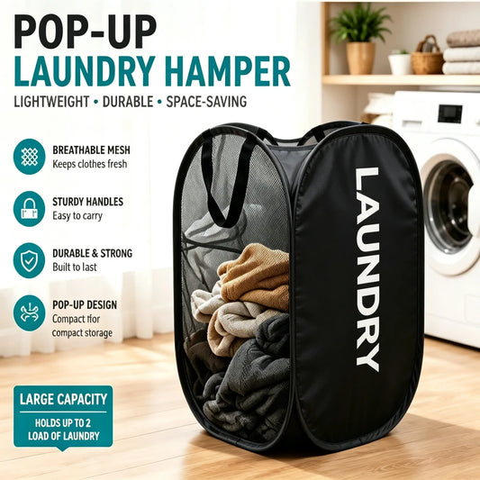 Foldable Mesh Laundry Basket – Breathable Collapsible Hamper