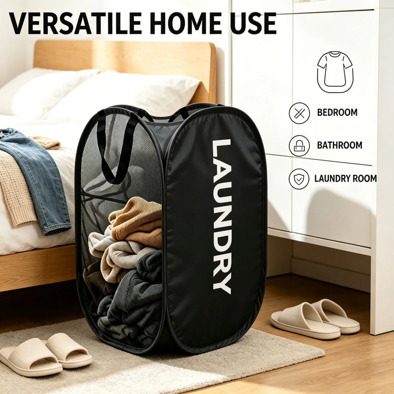 Foldable Mesh Laundry Basket – Breathable Collapsible Hamper