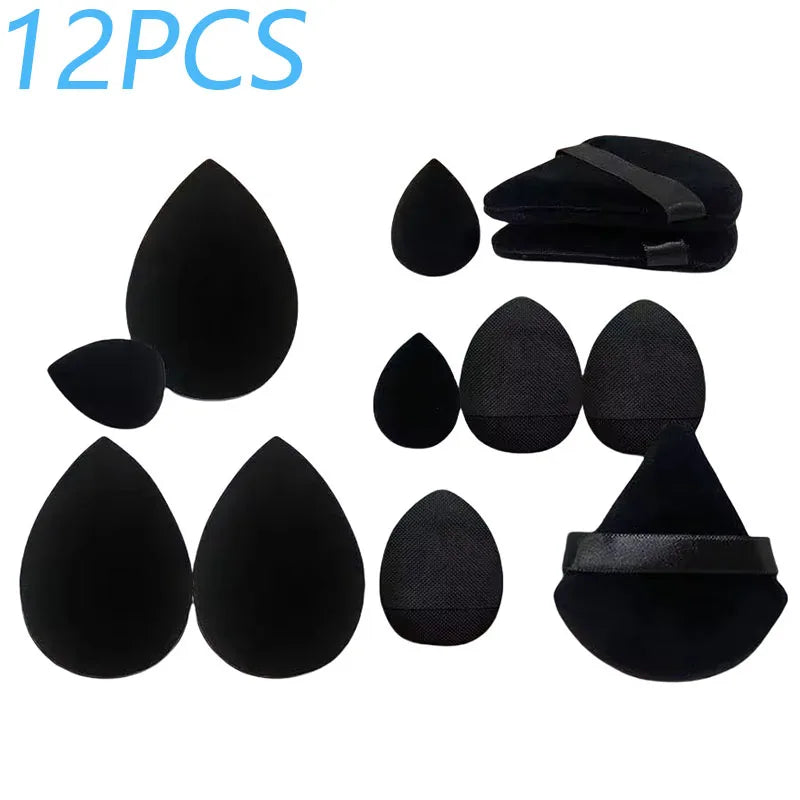 Solid Color 12PCS Makeup Sponge Set, Loose Powder and Finger Catching Thumb Puff Cotton Mini Powders Puffs Soft Makeups Eggs Set
