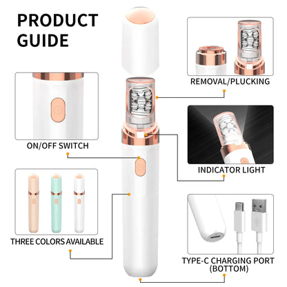 2-in-1 Epilation System,Facial Epilator Hair Remover, Plucker for Face,Lip,All Ages and Skin Types USB Charging Electric Trimmer