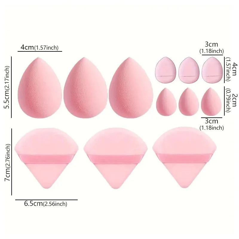 Solid Color 12PCS Makeup Sponge Set, Loose Powder and Finger Catching Thumb Puff Cotton Mini Powders Puffs Soft Makeups Eggs Set