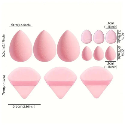 Solid Color 12PCS Makeup Sponge Set, Loose Powder and Finger Catching Thumb Puff Cotton Mini Powders Puffs Soft Makeups Eggs Set