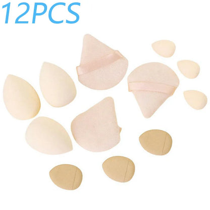 Solid Color 12PCS Makeup Sponge Set, Loose Powder and Finger Catching Thumb Puff Cotton Mini Powders Puffs Soft Makeups Eggs Set