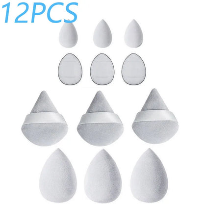 Solid Color 12PCS Makeup Sponge Set, Loose Powder and Finger Catching Thumb Puff Cotton Mini Powders Puffs Soft Makeups Eggs Set
