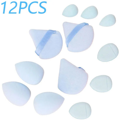 Solid Color 12PCS Makeup Sponge Set, Loose Powder and Finger Catching Thumb Puff Cotton Mini Powders Puffs Soft Makeups Eggs Set