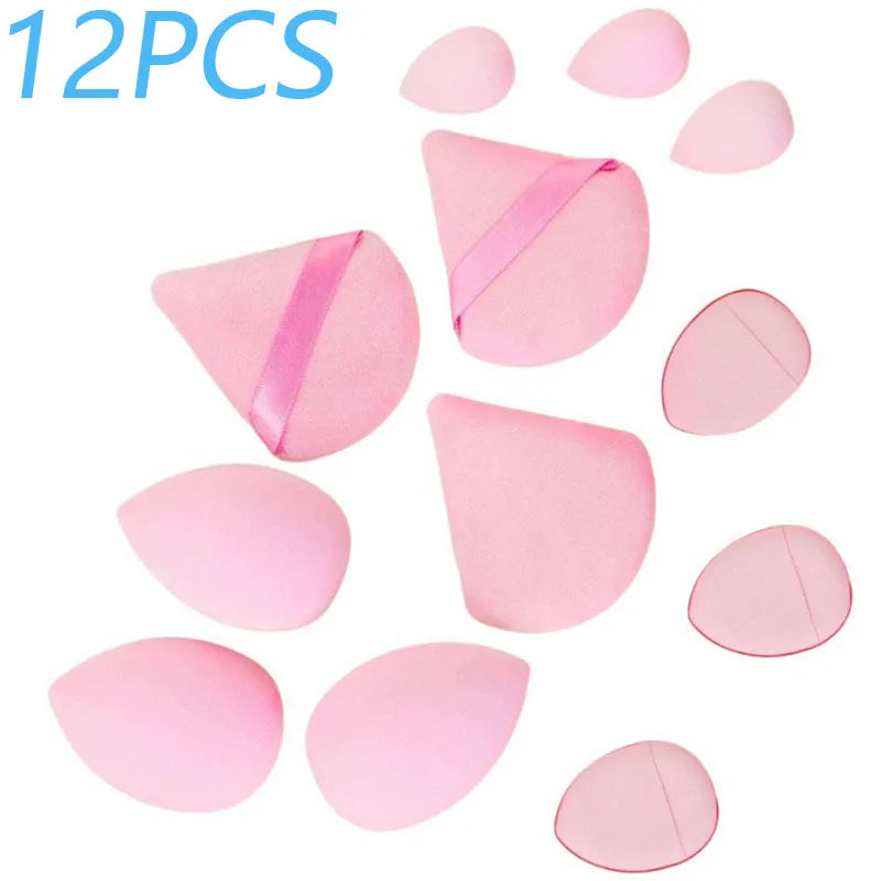 Solid Color 12PCS Makeup Sponge Set, Loose Powder and Finger Catching Thumb Puff Cotton Mini Powders Puffs Soft Makeups Eggs Set