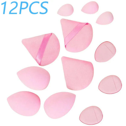 Solid Color 12PCS Makeup Sponge Set, Loose Powder and Finger Catching Thumb Puff Cotton Mini Powders Puffs Soft Makeups Eggs Set